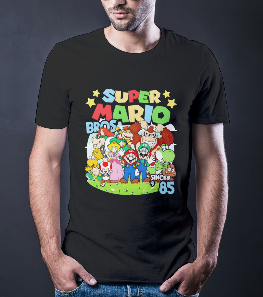Super Mario Bros Characters And Stars Cartoon Since 85 T-Shirt