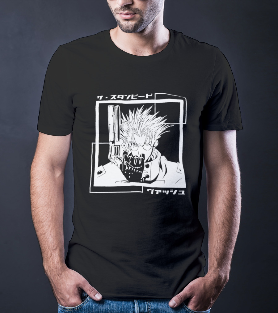 Vash The Stampede Trigun Japanese Typography Stylized T-Shirt