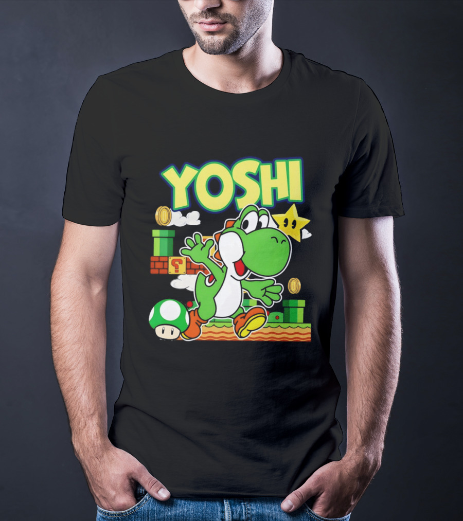Yoshi Super Mario Bros Game Iconic Green Dinosaur Adventure T-Shirt