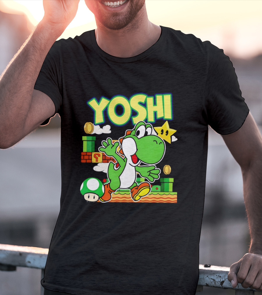 Yoshi Super Mario Bros Game Iconic Green Dinosaur Adventure T-Shirt