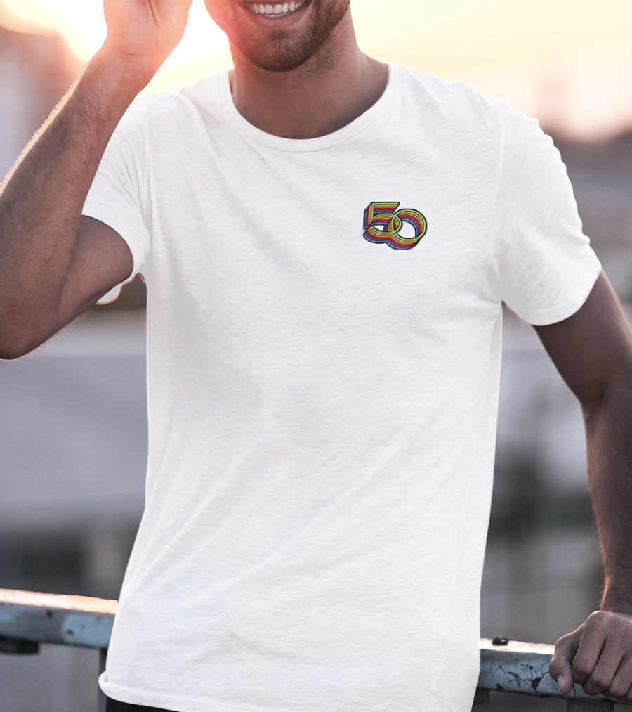 Apple 50 Years Thinking Different Rainbow Logo Celebration T-Shirt