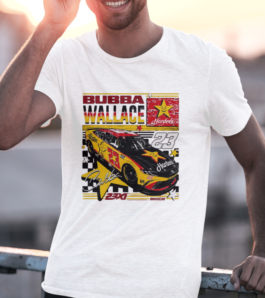 Bubba Wallace 23XI Racing Hardee's Car Number 23 Racing Team T-Shirt
