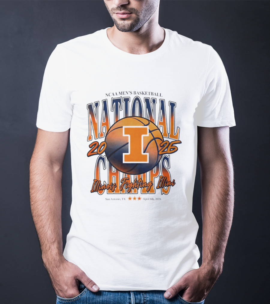 NCAA Men's Basketball National Champs 2026 Illinois Fighting Illini San Antonio April 6 T-Shirt