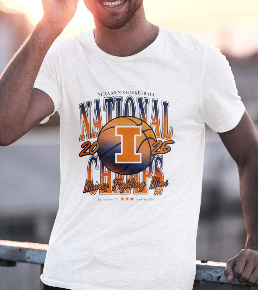 NCAA Men's Basketball National Champs 2026 Illinois Fighting Illini San Antonio April 6 T-Shirt
