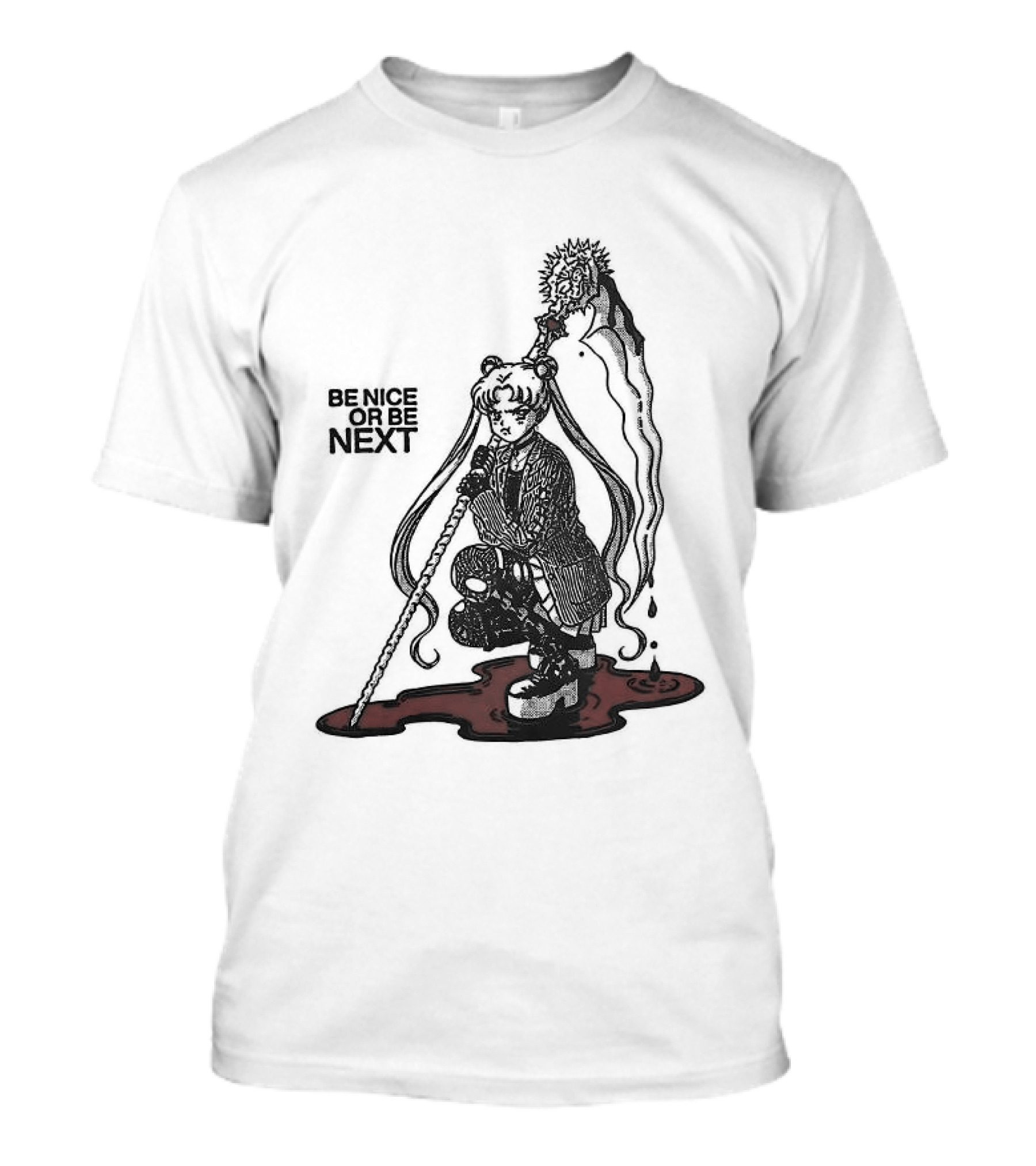 Sailor Moon Be Nice Or Be Next Dark Silhouette And Blood Pool T-Shirt