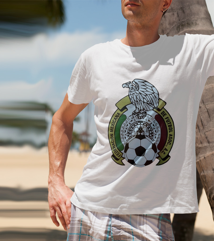 Federacion Mexicana De Futbol Asociacion AC Soccer Ball Emblem With Eagle And Aztec T-Shirt