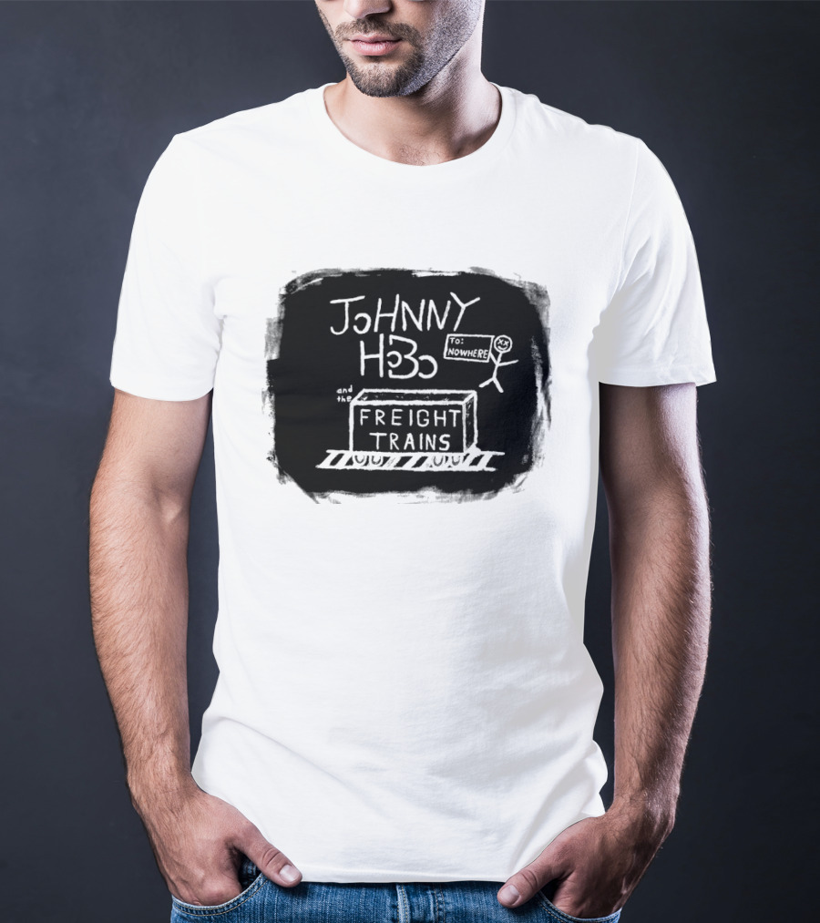 Johnny Hobo Freight Trains Stick Figure Drawing T-Shirt