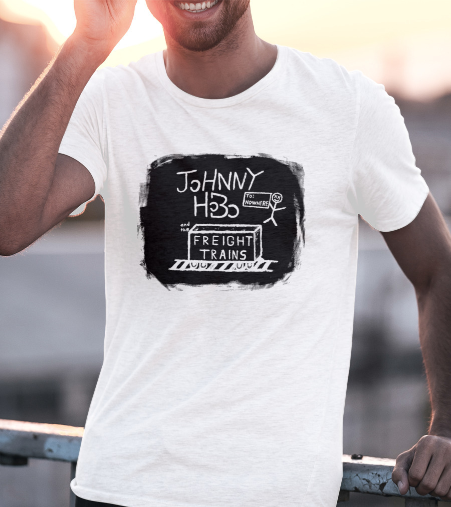 Johnny Hobo Freight Trains Stick Figure Drawing T-Shirt