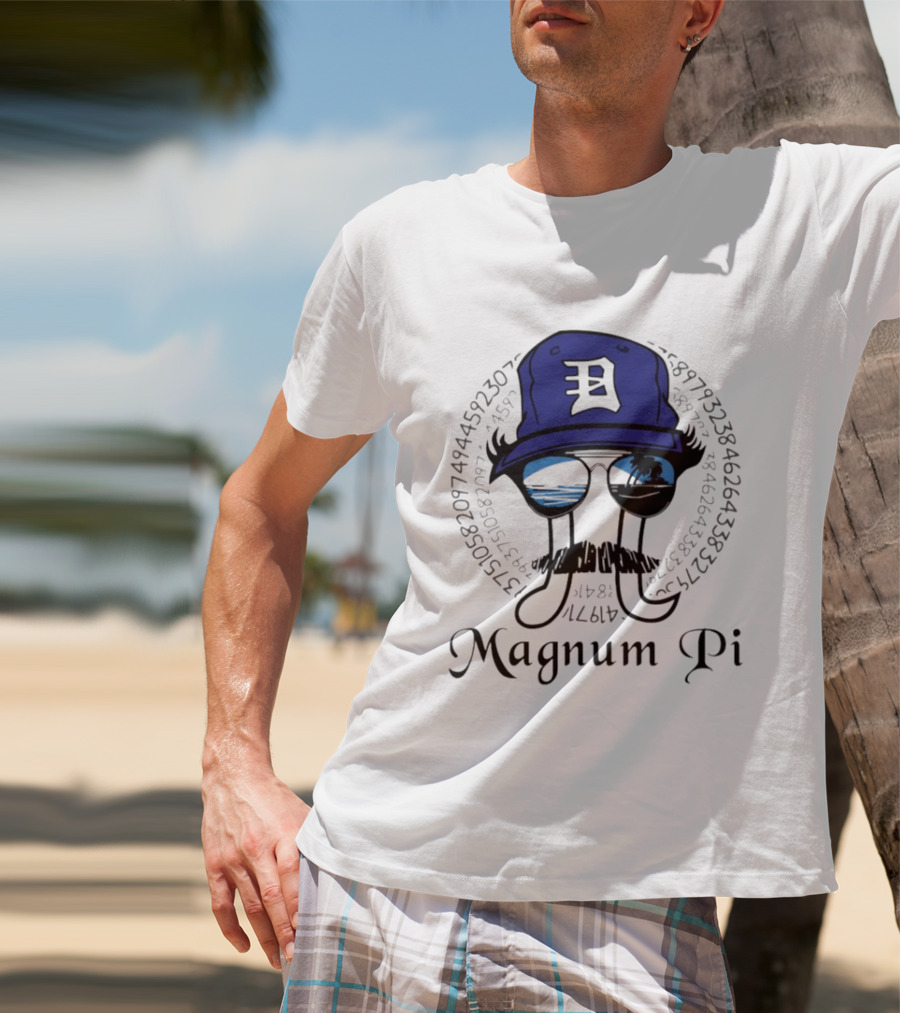 Magnum Pi Detroit Hat And Sunglasses With Pi Number Sequence T-Shirt