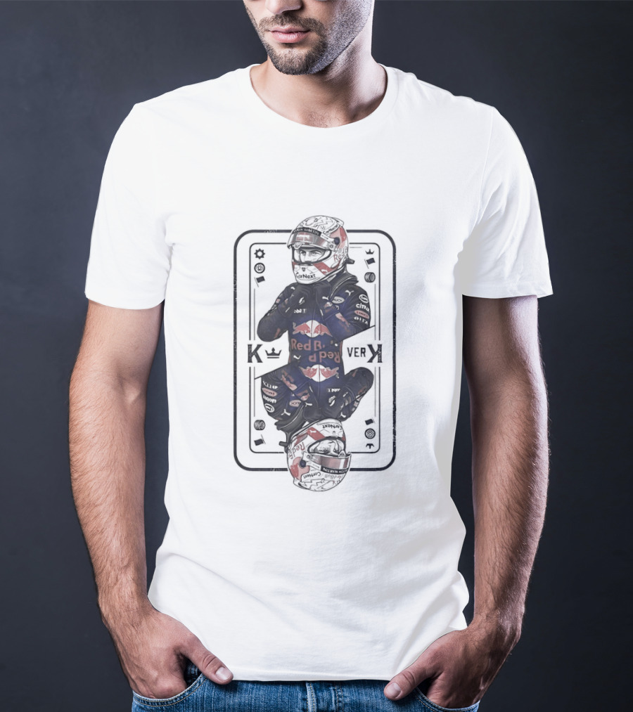 Red Bull Racing Max Verstappen Playcard King Black And Red Suit T-Shirt