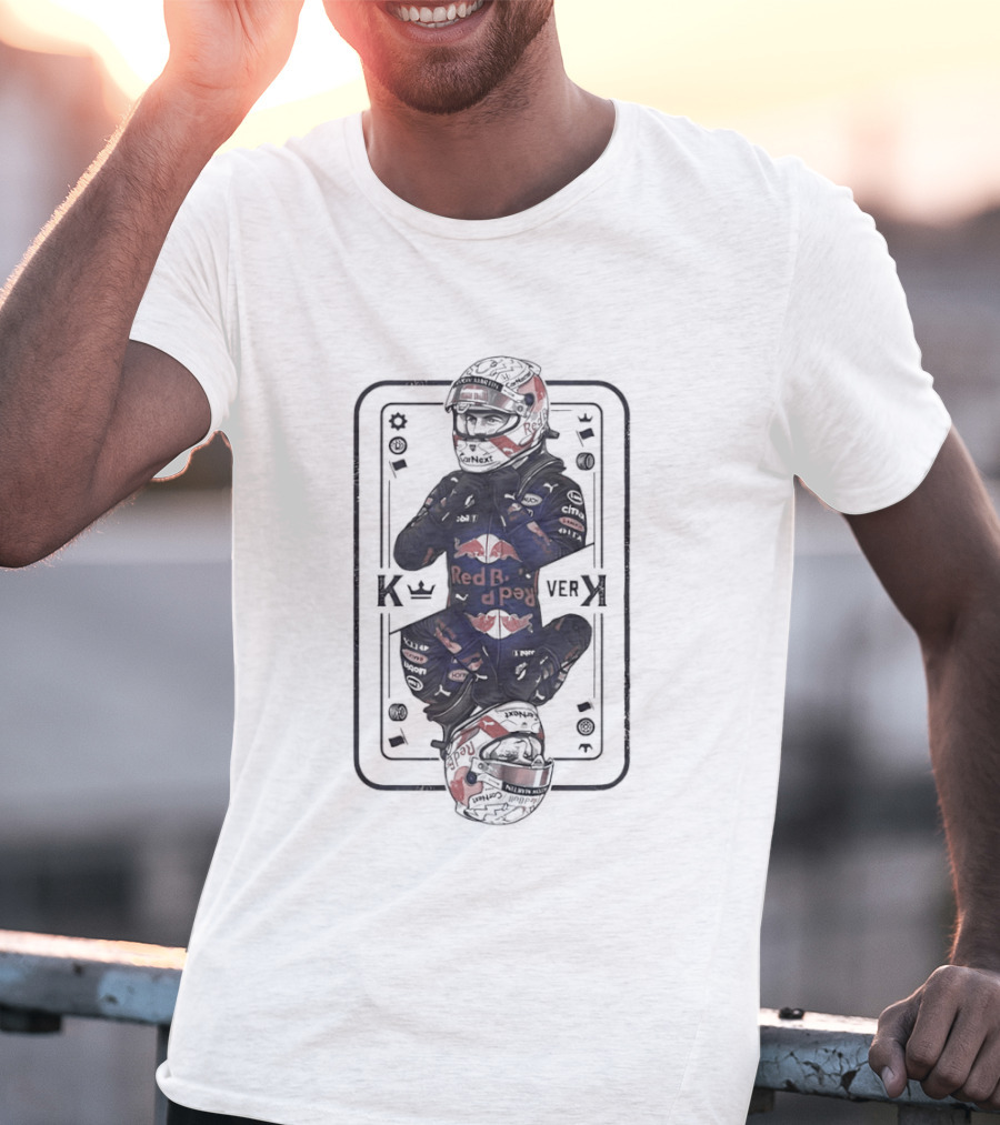 Red Bull Racing Max Verstappen Playcard King Black And Red Suit T-Shirt