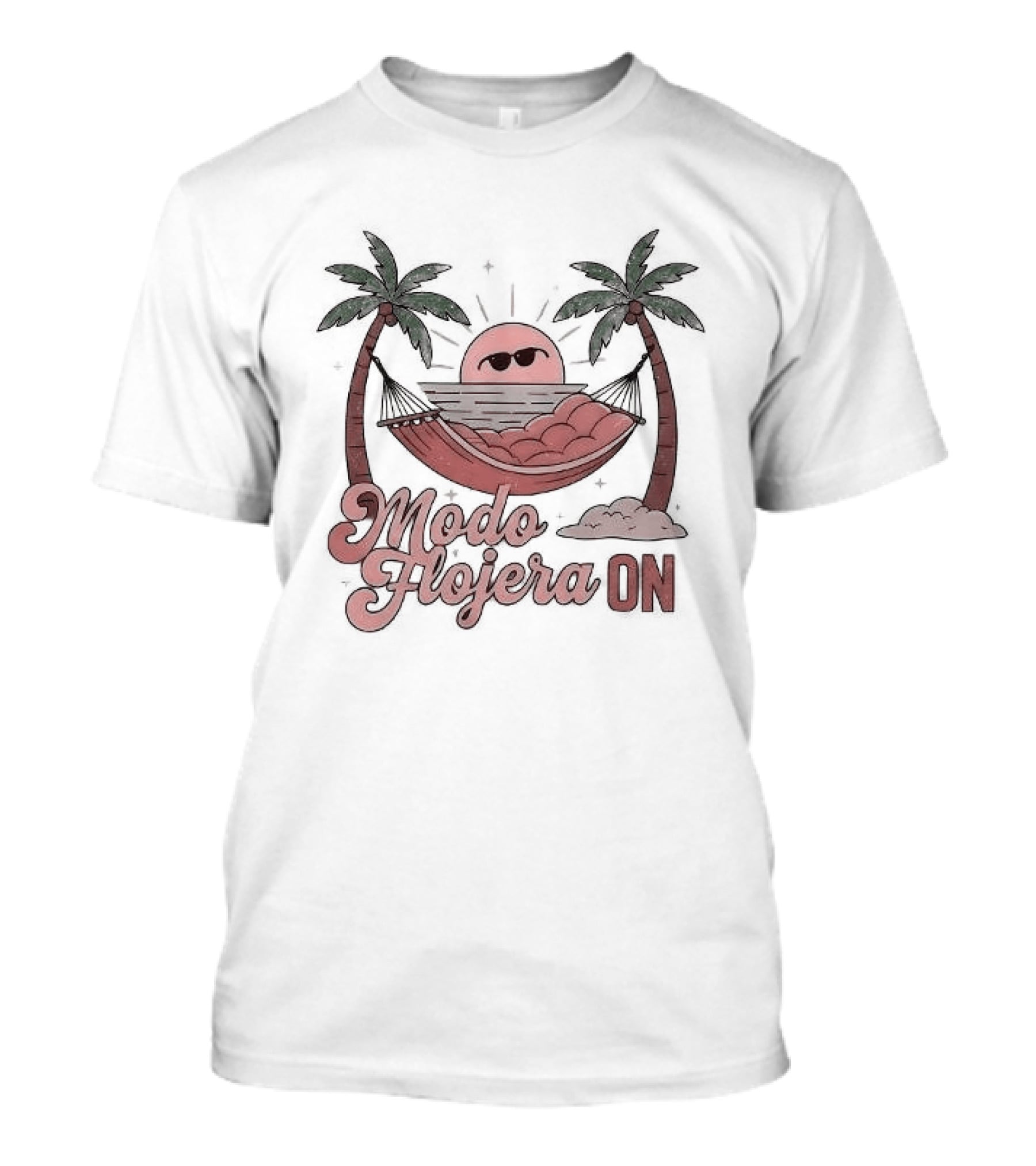Modo Flojera ON Palm Trees Hammock Sun Emoji T-Shirt