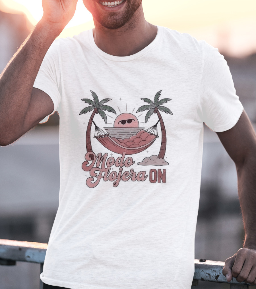 Modo Flojera ON Palm Trees Hammock Sun Emoji T-Shirt