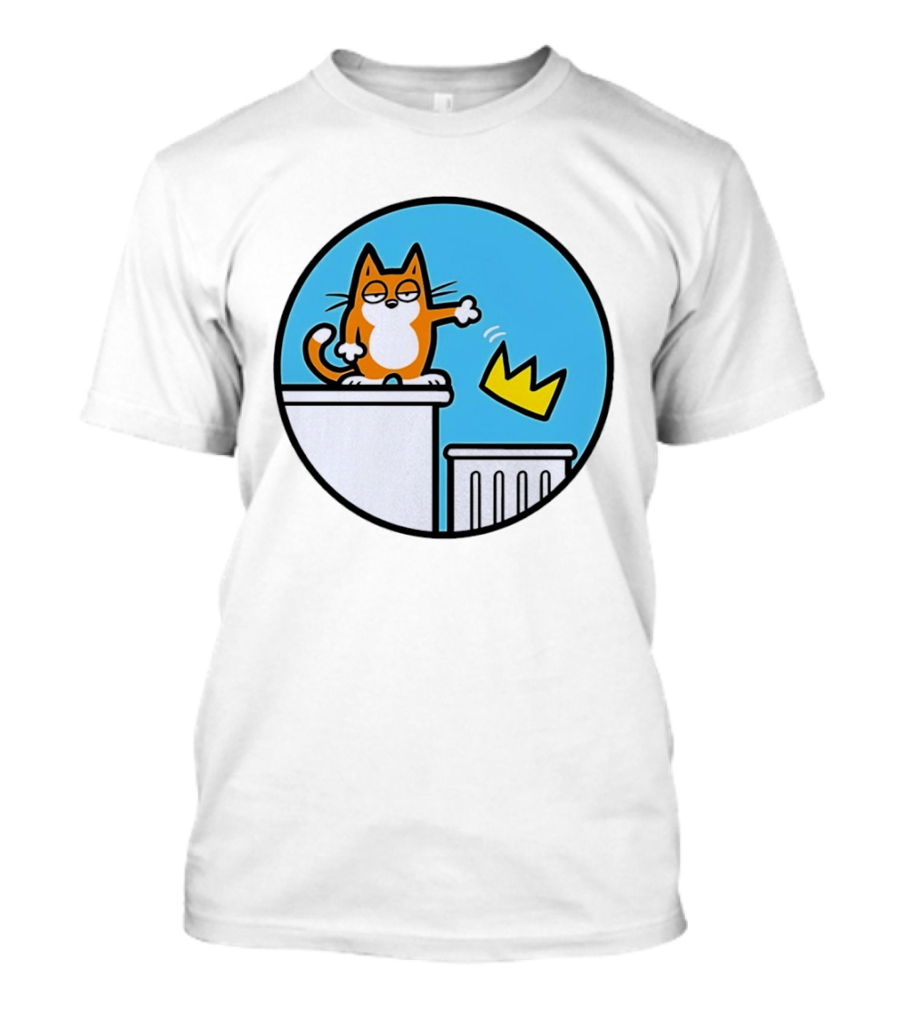 Orange Cat Discarding Crown No King Mark Parisi T-Shirt