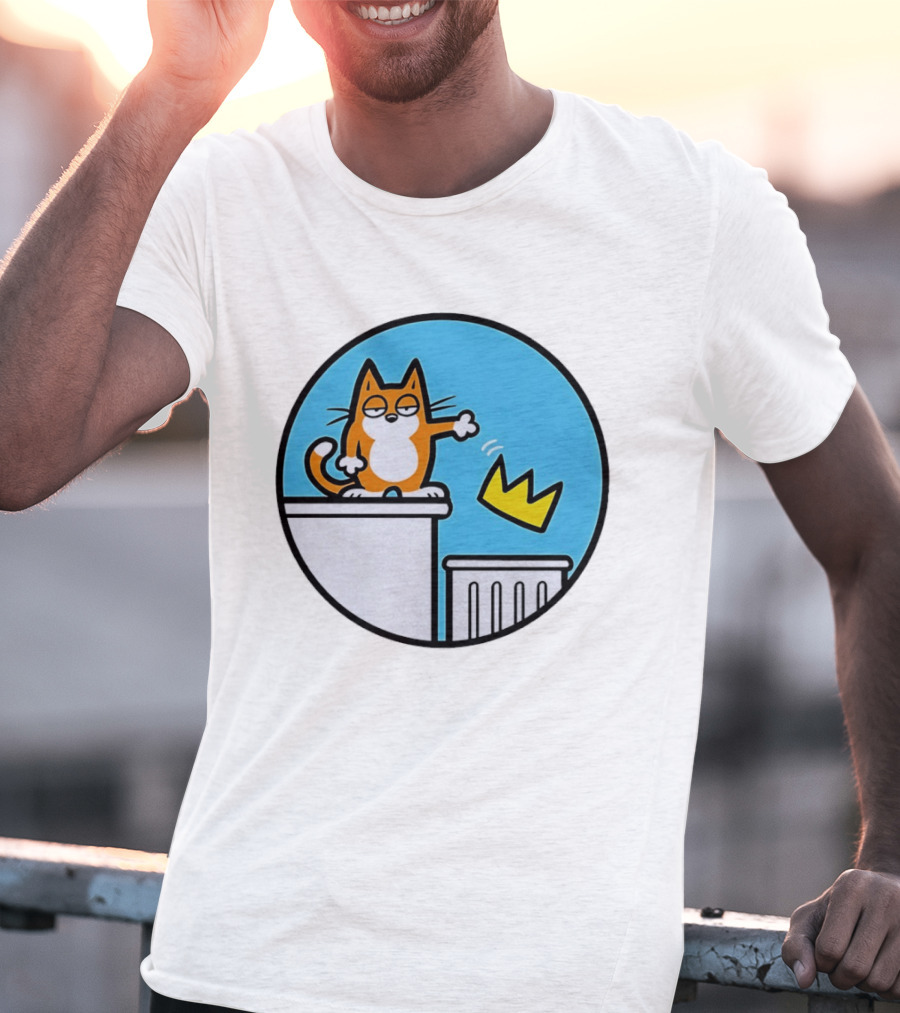 Orange Cat Discarding Crown No King Mark Parisi T-Shirt