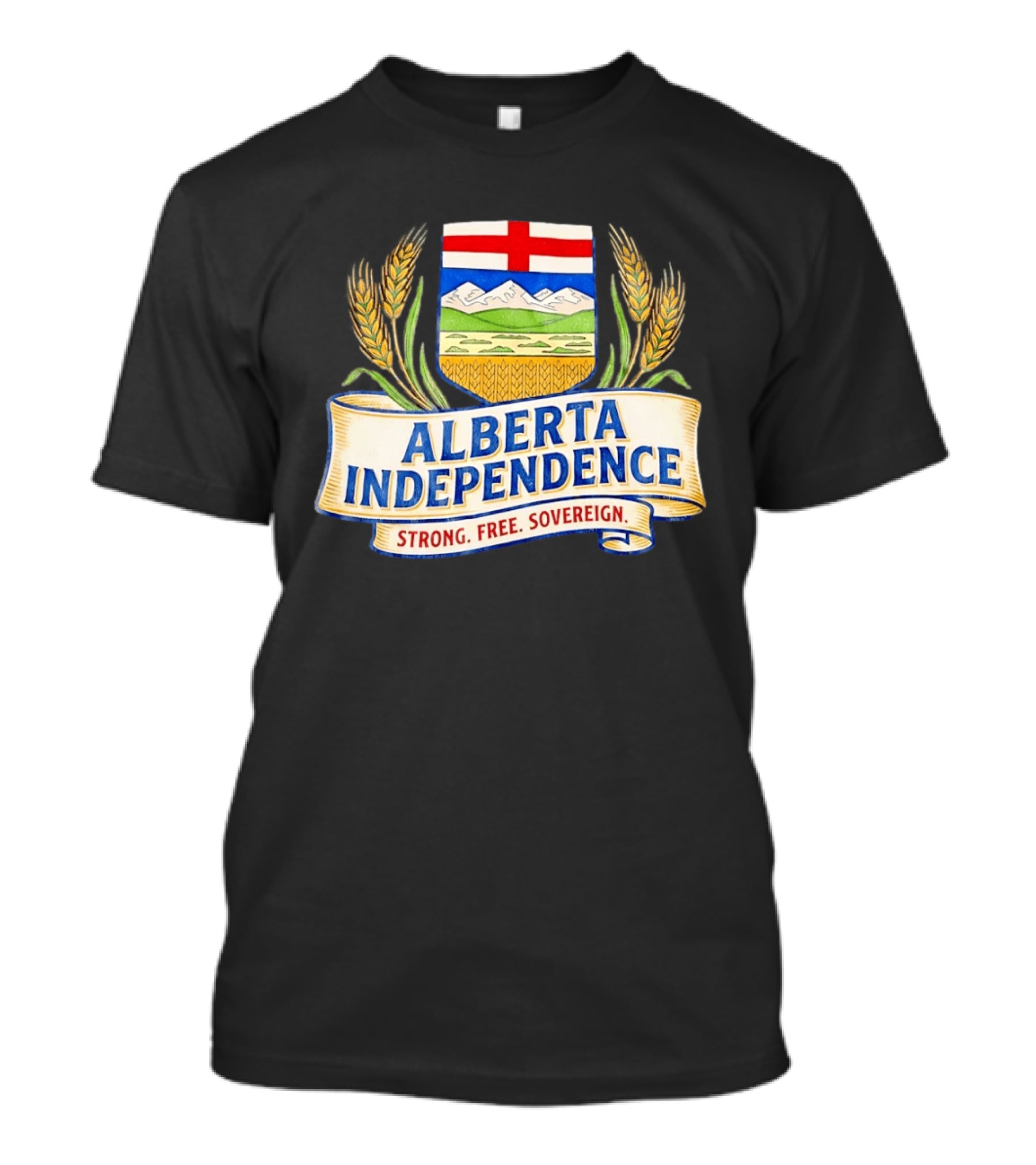 Alberta Independence Emblem Strong Free Sovereign Crest T-Shirt