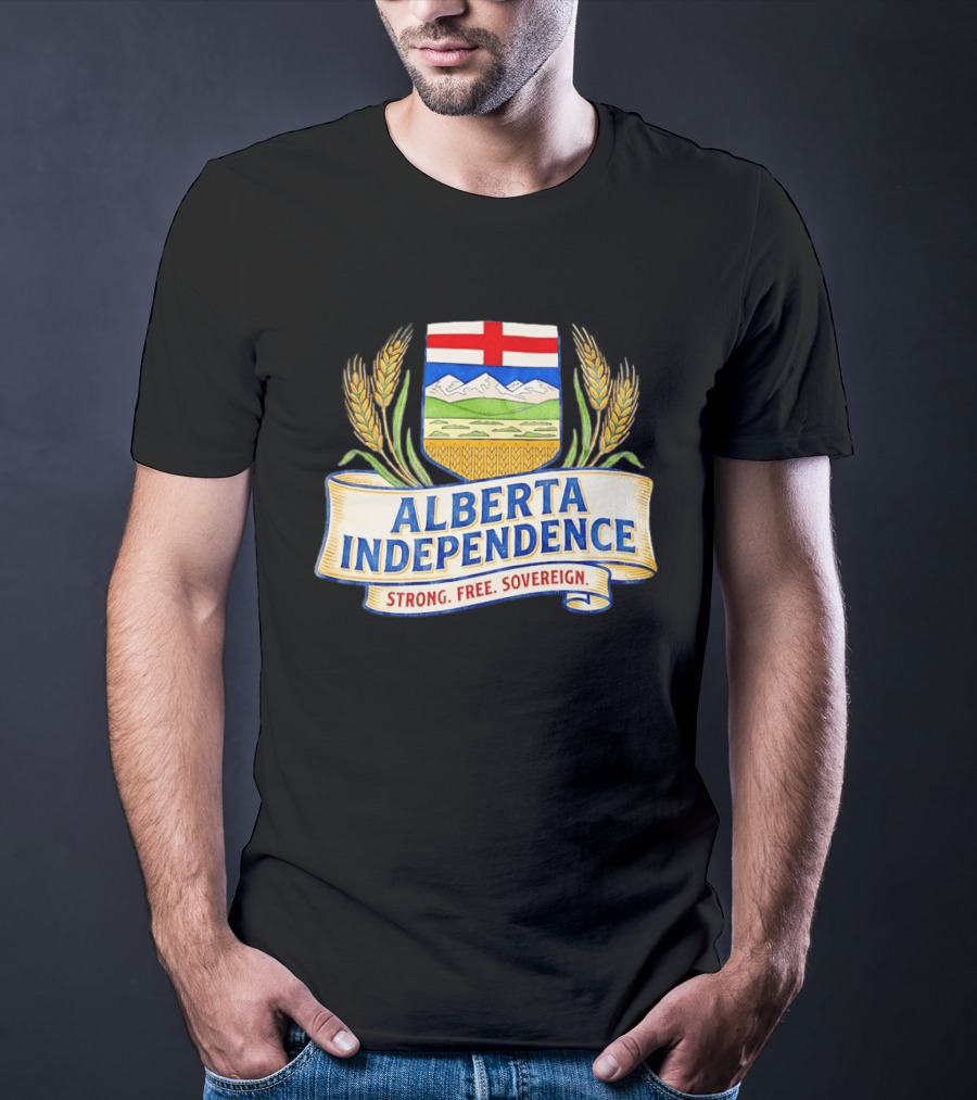 Alberta Independence Emblem Strong Free Sovereign Crest T-Shirt