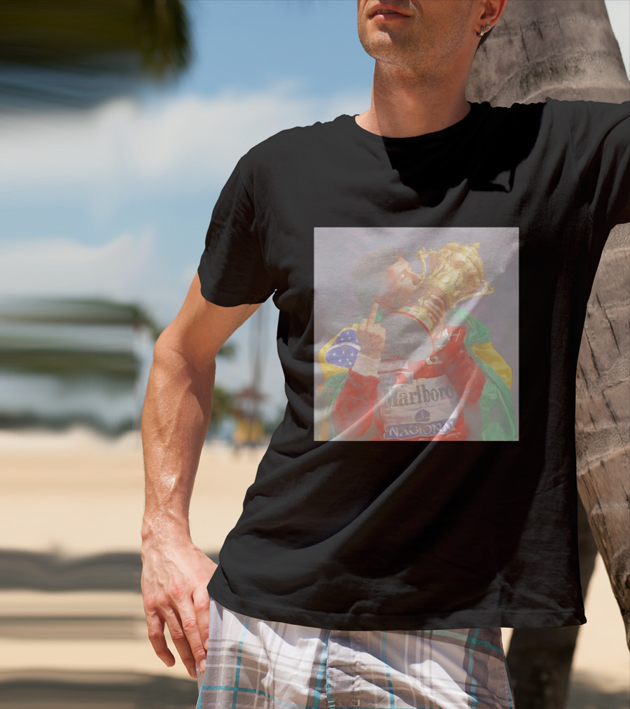 Ayrton Senna Iconic F1 Trophy Celebration And Gesture T-Shirt