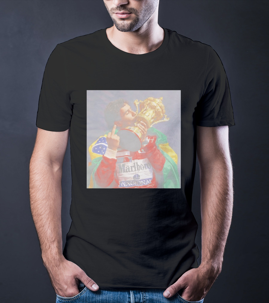 Ayrton Senna Iconic F1 Trophy Celebration And Gesture T-Shirt