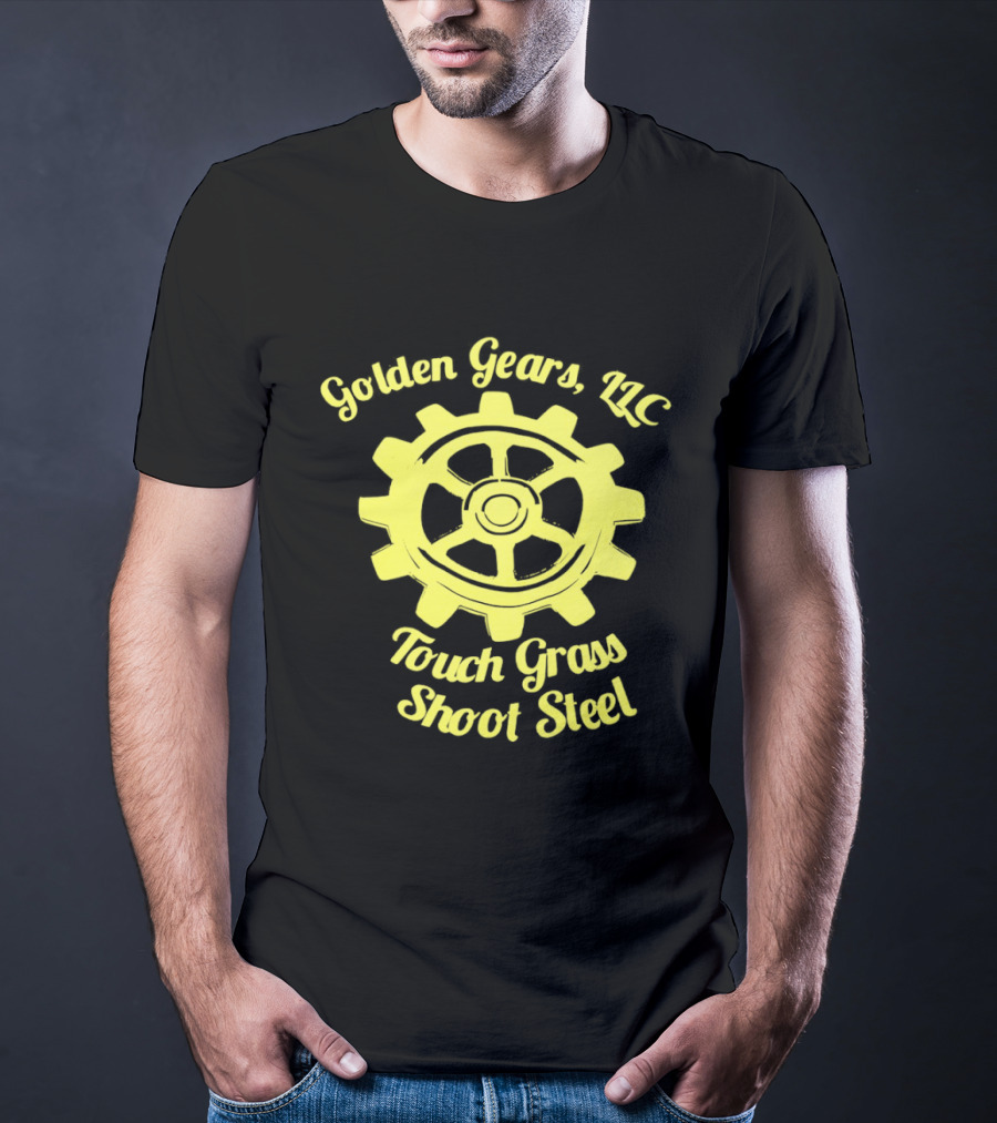 Golden Gears LLC Touch Grass Shoot Steel Gear Image T-Shirt