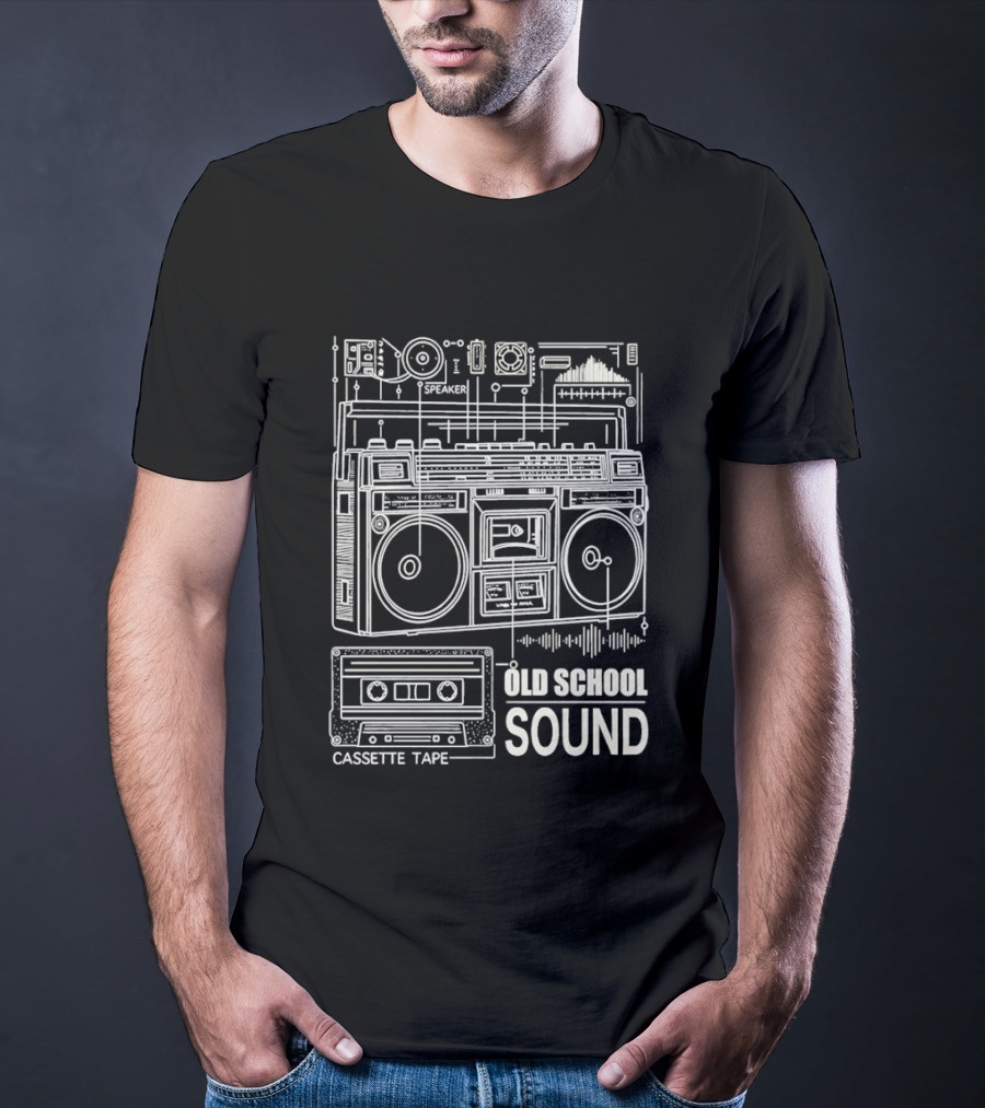 Old School Boombox Cassette Tape Speaker Sound T-Shirt
