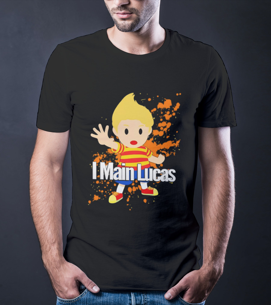I Main Lucas Cartoon Character Orange Paint Splash T-Shirt