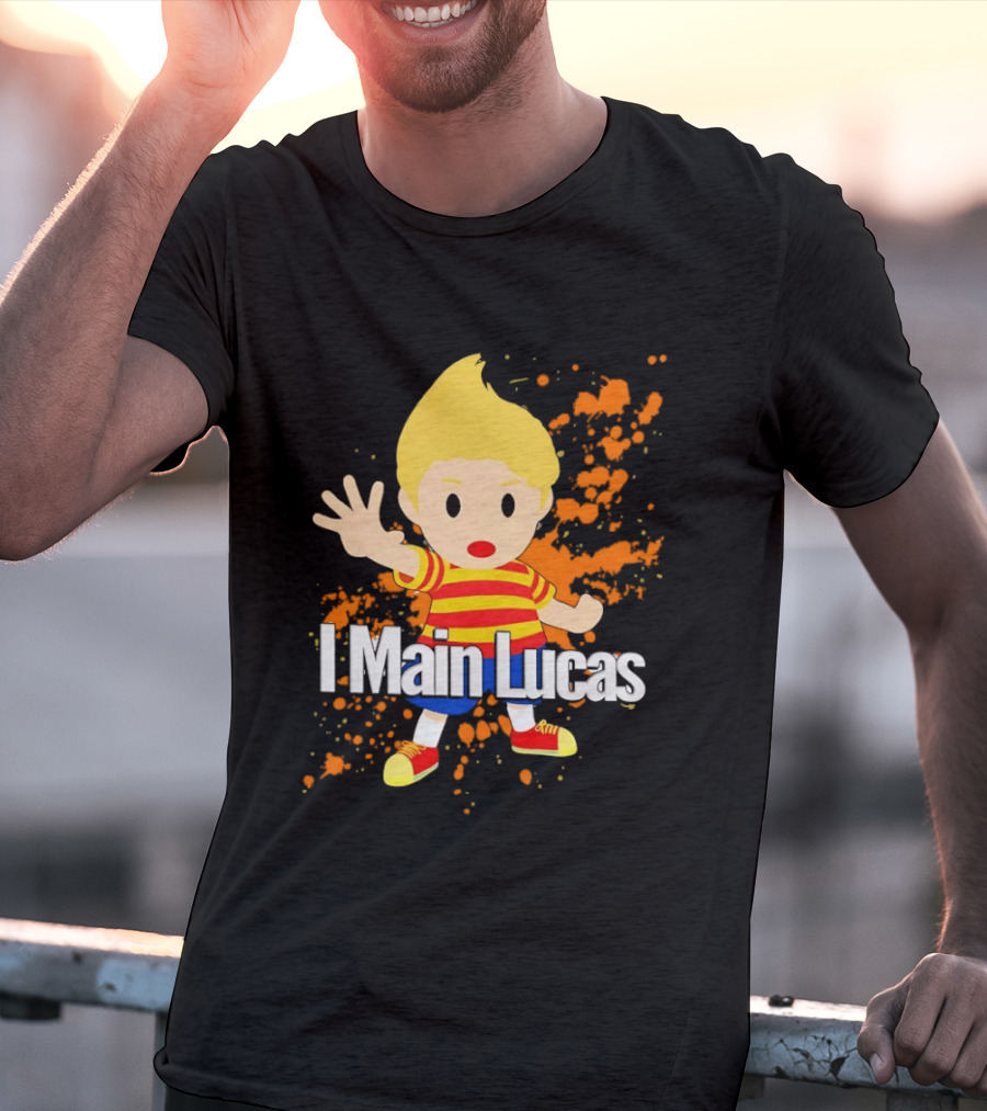I Main Lucas Cartoon Character Orange Paint Splash T-Shirt