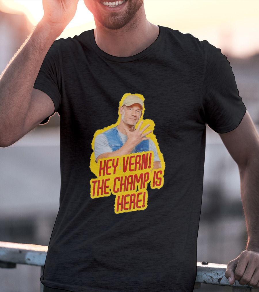 John Cena Hey Vern The Champ Is Here Hand Gesture Yellow Highlight T-Shirt