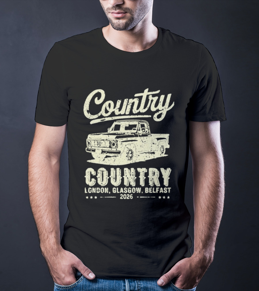 Country Pickup 2023 London Glasgow Belfast Retro Truck T-Shirt