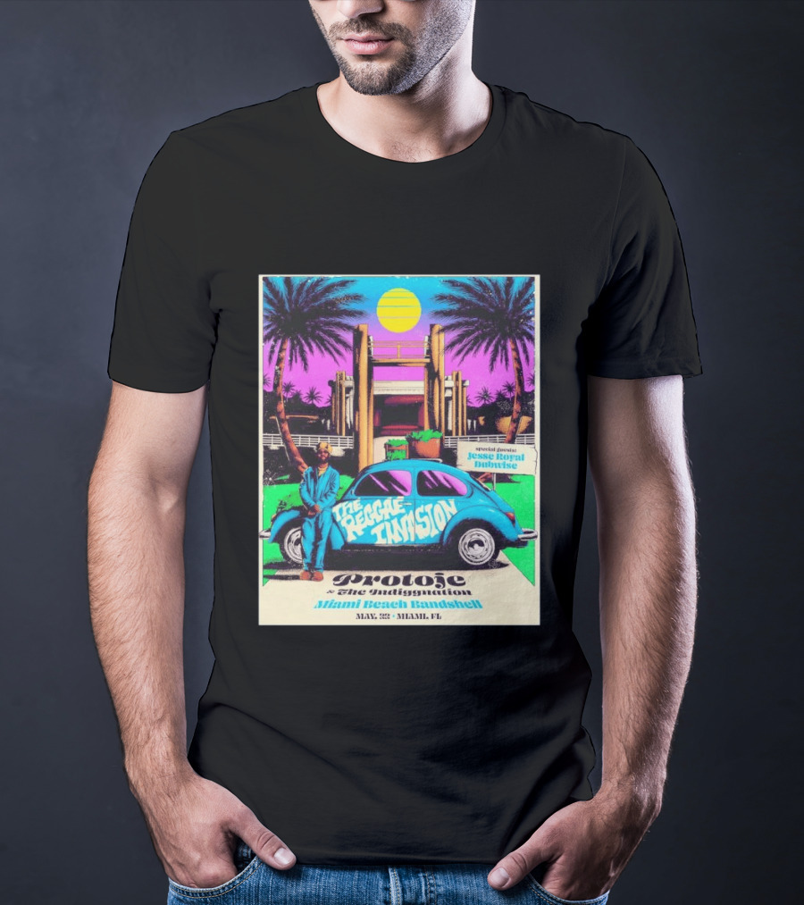 Protoje And The Indiggnation The Reggae Invasion Miami Beach Bandshell May 2 2026 Jesse Royal Dubwise T-Shirt