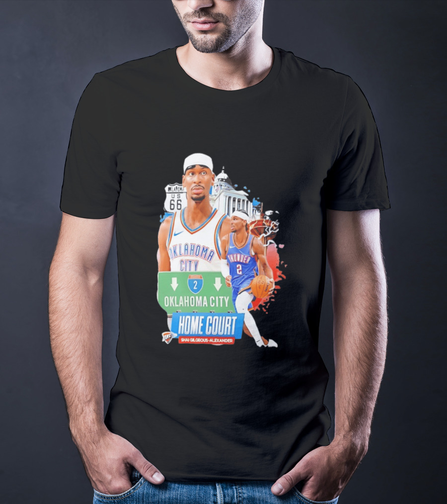 Oklahoma City Thunder Home Court Shai Gilgeous Alexander Route 66 T-Shirt