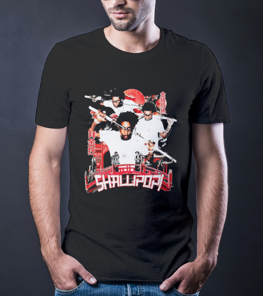 Shallipopi Samurai Warrior Red Bridge T-Shirt