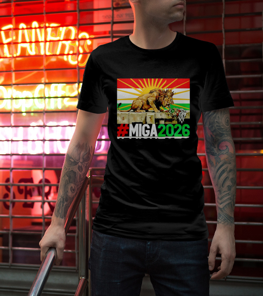#MIGA 2026 Lion With Kurdistan Flag And Sun T-Shirt