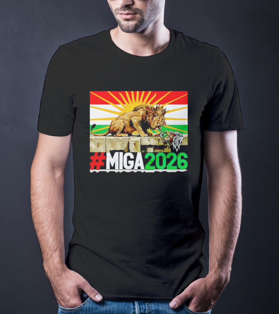 #MIGA 2026 Lion With Kurdistan Flag And Sun T-Shirt