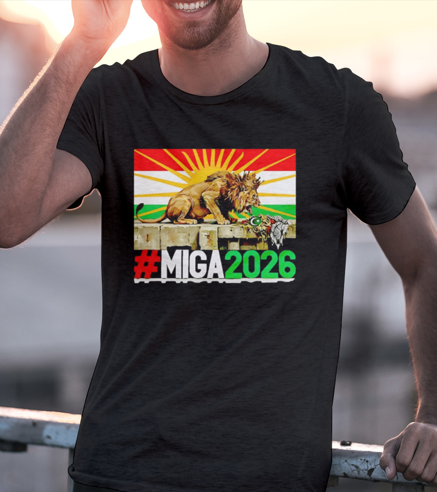 #MIGA 2026 Lion With Kurdistan Flag And Sun T-Shirt