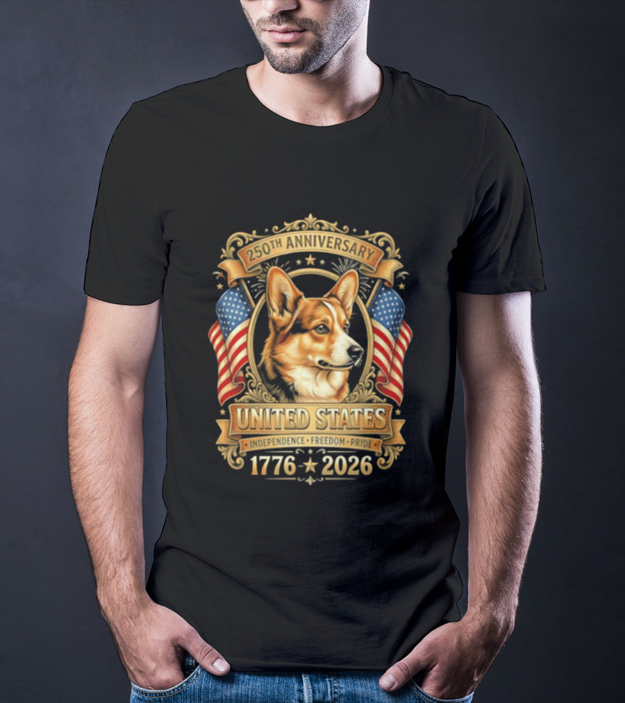 United States 250th Anniversary 1776 2026 Corgi Independence Freedom Pride T-Shirt