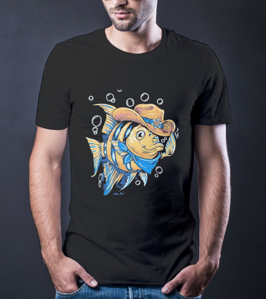 Angelfish Cowboy Hat Western Bubbles Bandana T-Shirt