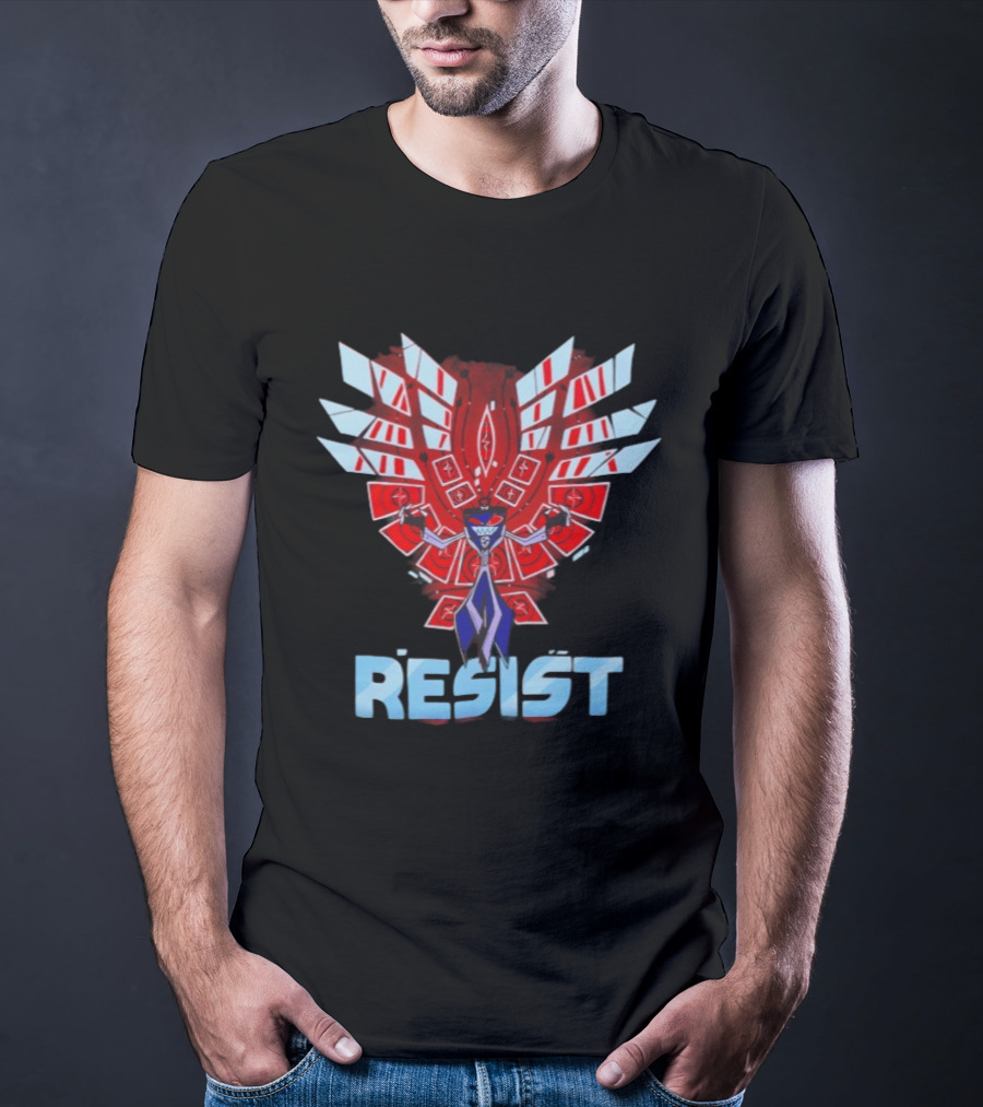 Hazbin Hotel Vox Resist Character Wings Red Blue T-Shirt