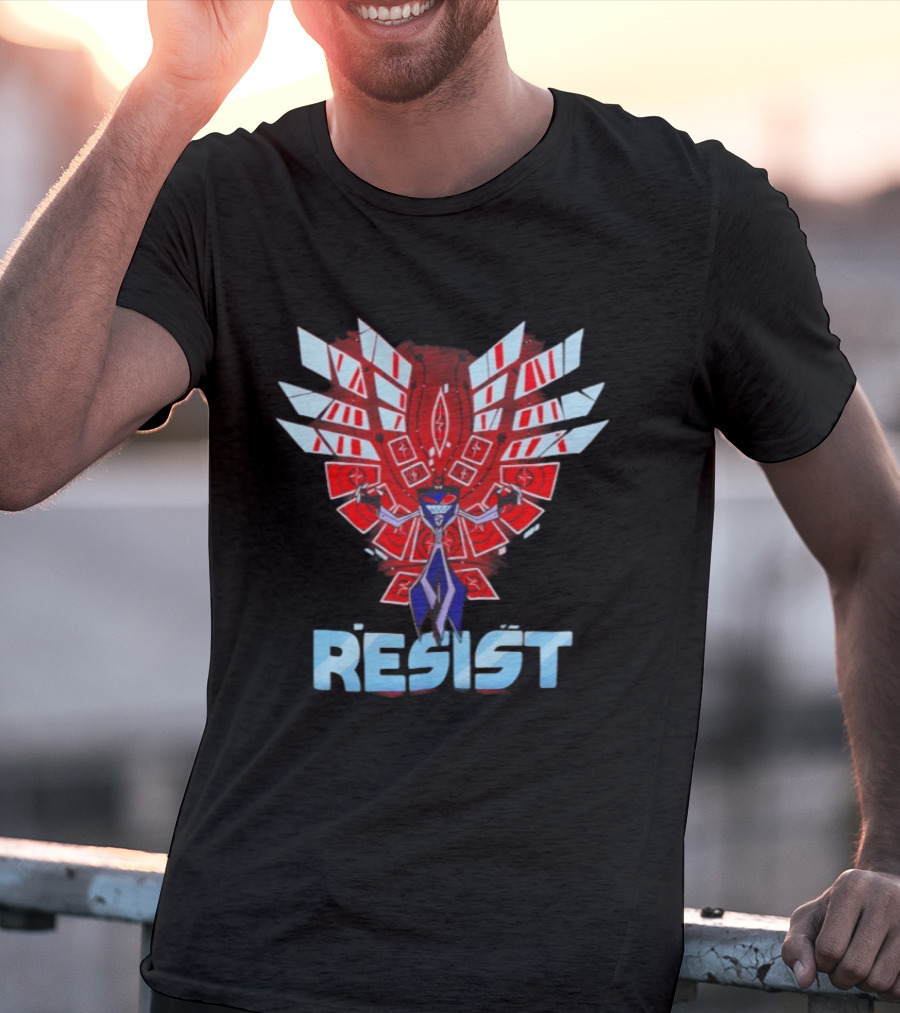 Hazbin Hotel Vox Resist Character Wings Red Blue T-Shirt