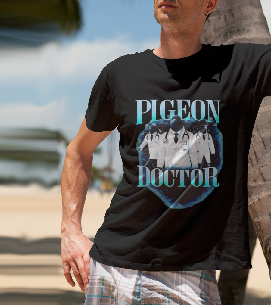 Pigeon Doctor Medical Humor Surreal Stethoscope T-Shirt