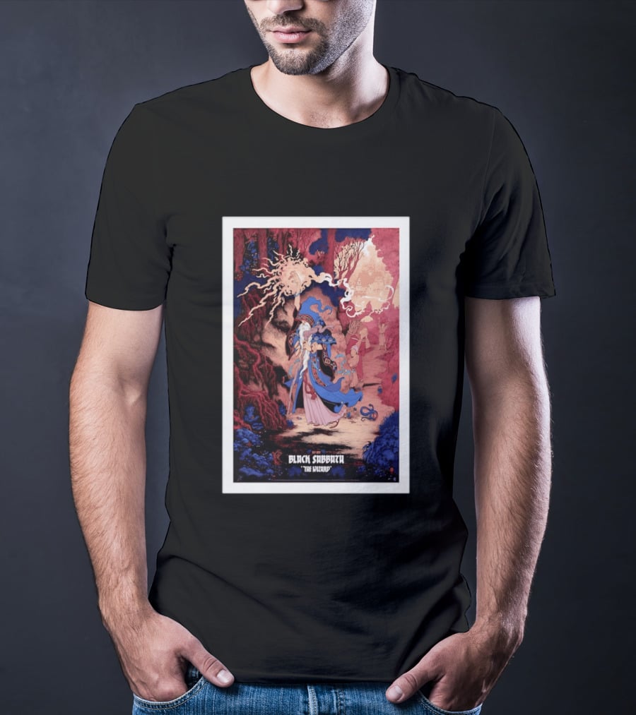 Black Sabbath The Wizard Rainbow Foil Edition Fantasy Scene T-Shirt