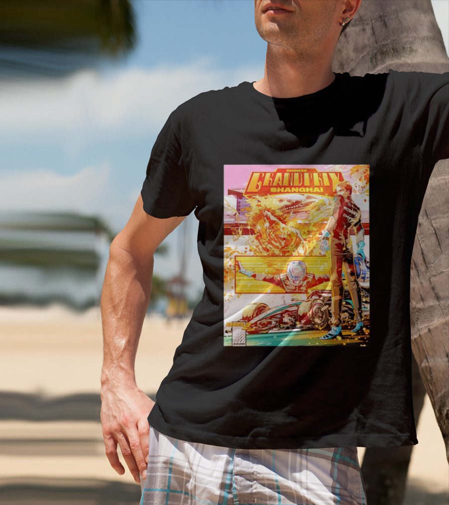 Chinese Grand Prix Shanghai Anime Style With Race Car And Driver T-Shirt