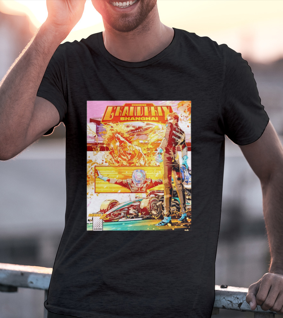 Chinese Grand Prix Shanghai Anime Style With Race Car And Driver T-Shirt
