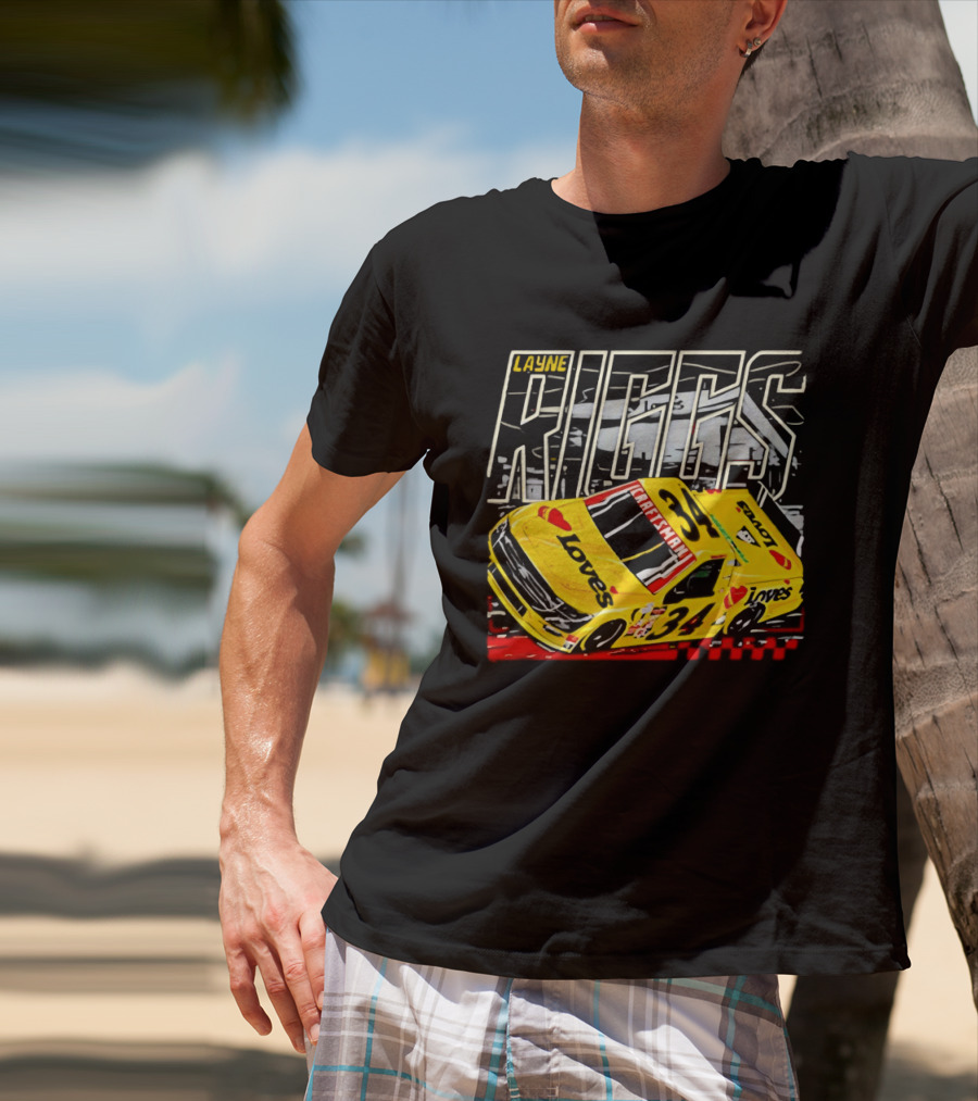 Layne Riggs Loves Truck Racing With Vibrant Yellow Car T-Shirt
