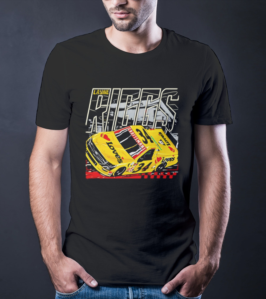 Layne Riggs Loves Truck Racing With Vibrant Yellow Car T-Shirt