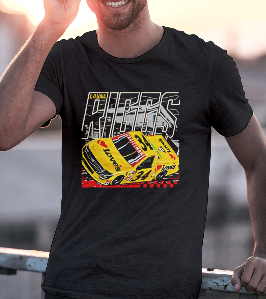 Layne Riggs Loves Truck Racing With Vibrant Yellow Car T-Shirt