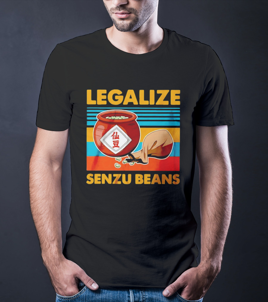 Legalize Senzu Beans Dragon Ball Kagome Jar Vintage Stripes T-Shirt