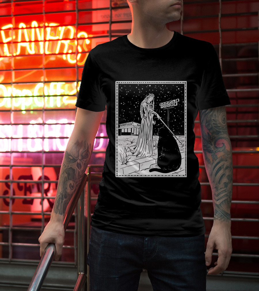 Medieval Cat Tarot Waffle House The Hermit T-Shirt
