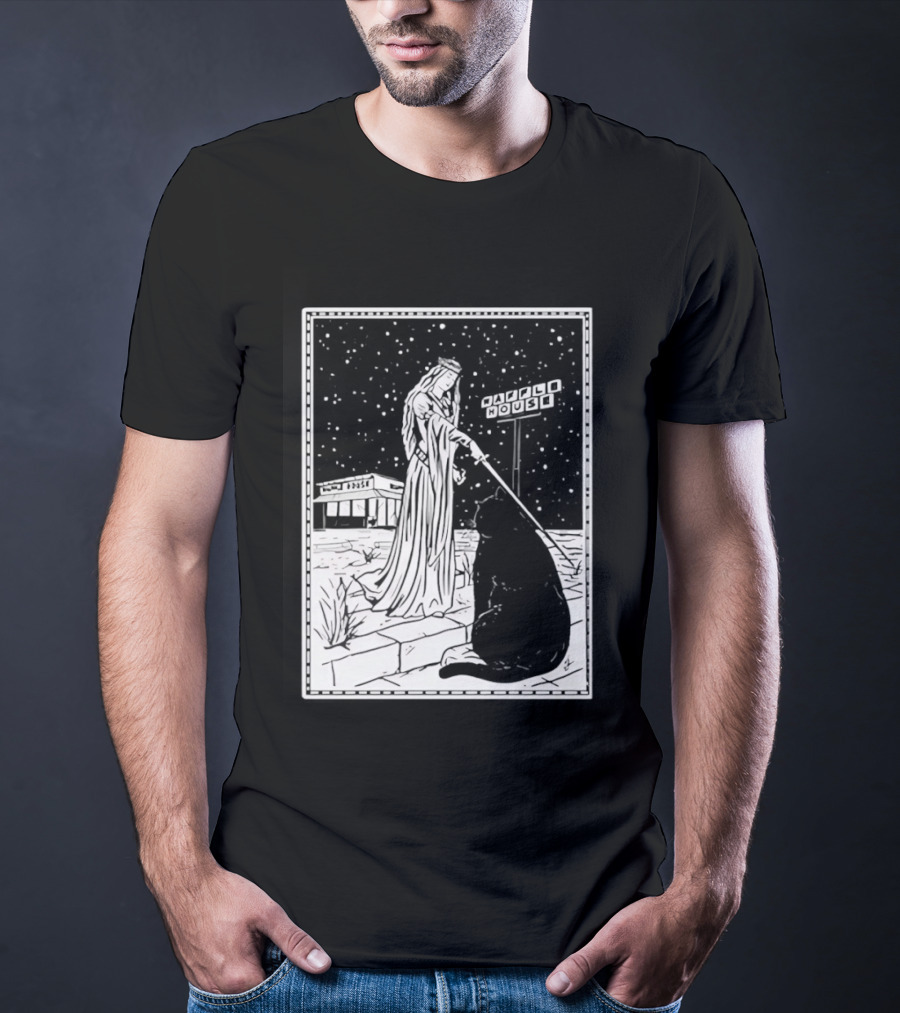 Medieval Cat Tarot Waffle House The Hermit T-Shirt