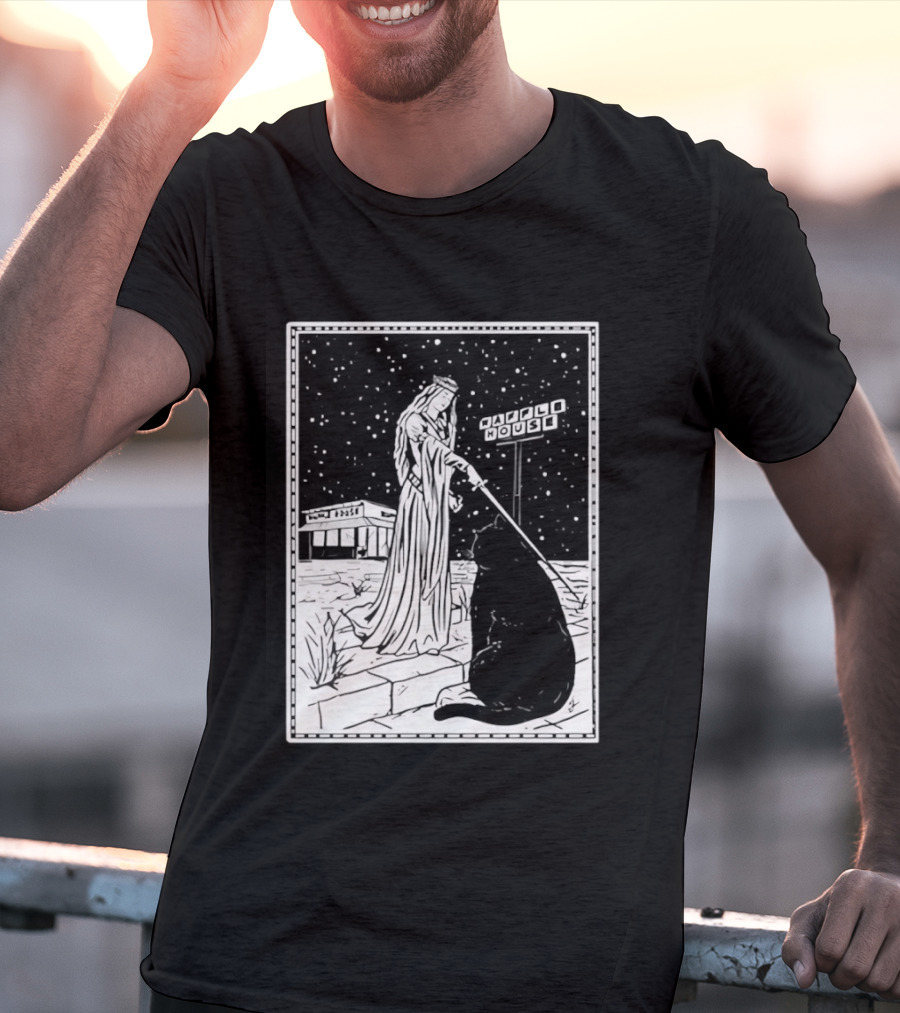 Medieval Cat Tarot Waffle House The Hermit T-Shirt